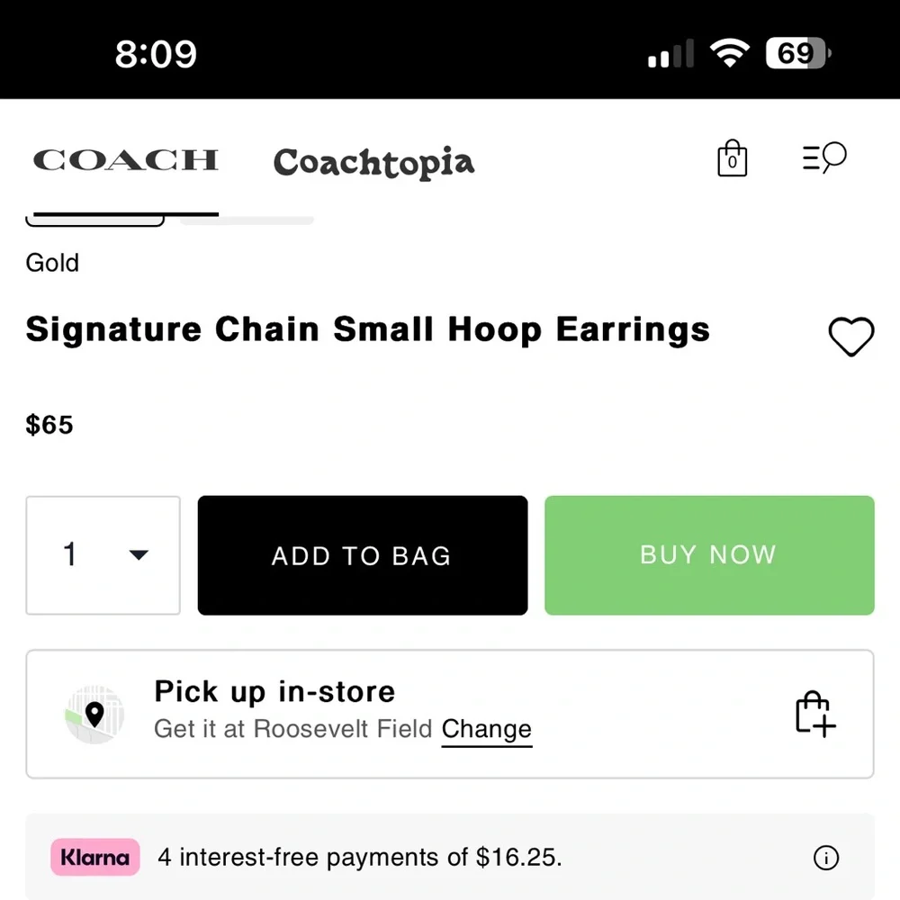 COACH classic paperclip design hoops. Hypoallergenic, new w original packaging . - Picture 3 of 3